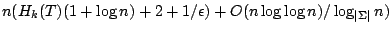 $ n(H_k(T)(1+\log n)+2+1/\epsilon)+O(n \log\log n)/ \log_{\vert\Sigma\vert} n)$